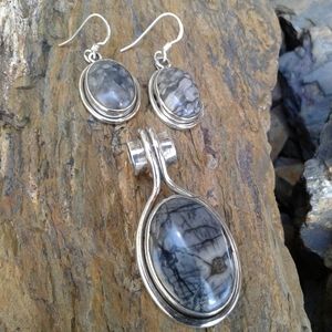 Sterling Silver Picasso Stone PENDANT Set